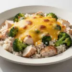 cheesy baked chicken and broccoli rice casserole - featured image
