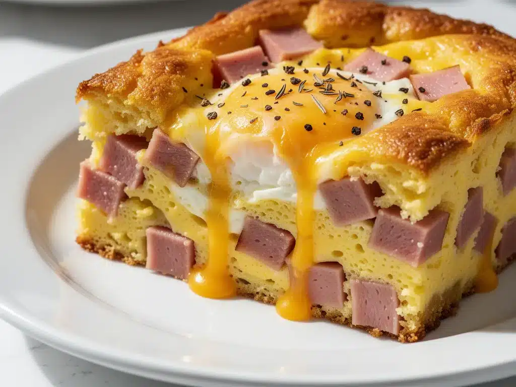 Cheesy Baked Ham and Egg Breakfast Casserole: Easy Brunch 4 Cheesy Baked Ham and Egg Breakfast Casserole preparation steps