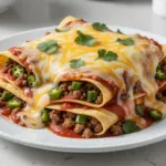 cheesy beef enchilada casserole - featured image