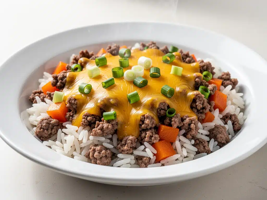 Cheesy Ground Beef and Rice Skillet - featured image