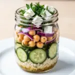 chickpea Greek salad jars - featured image