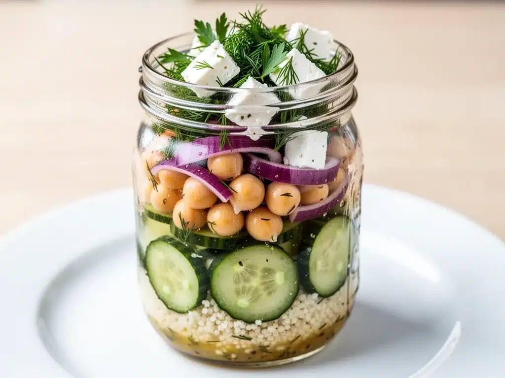 Chickpea Greek Salad Jars: 5 Easy Meal Prep Lunches 4 chickpea Greek salad jars preparation steps