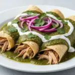creamy green chile chicken enchiladas - featured image
