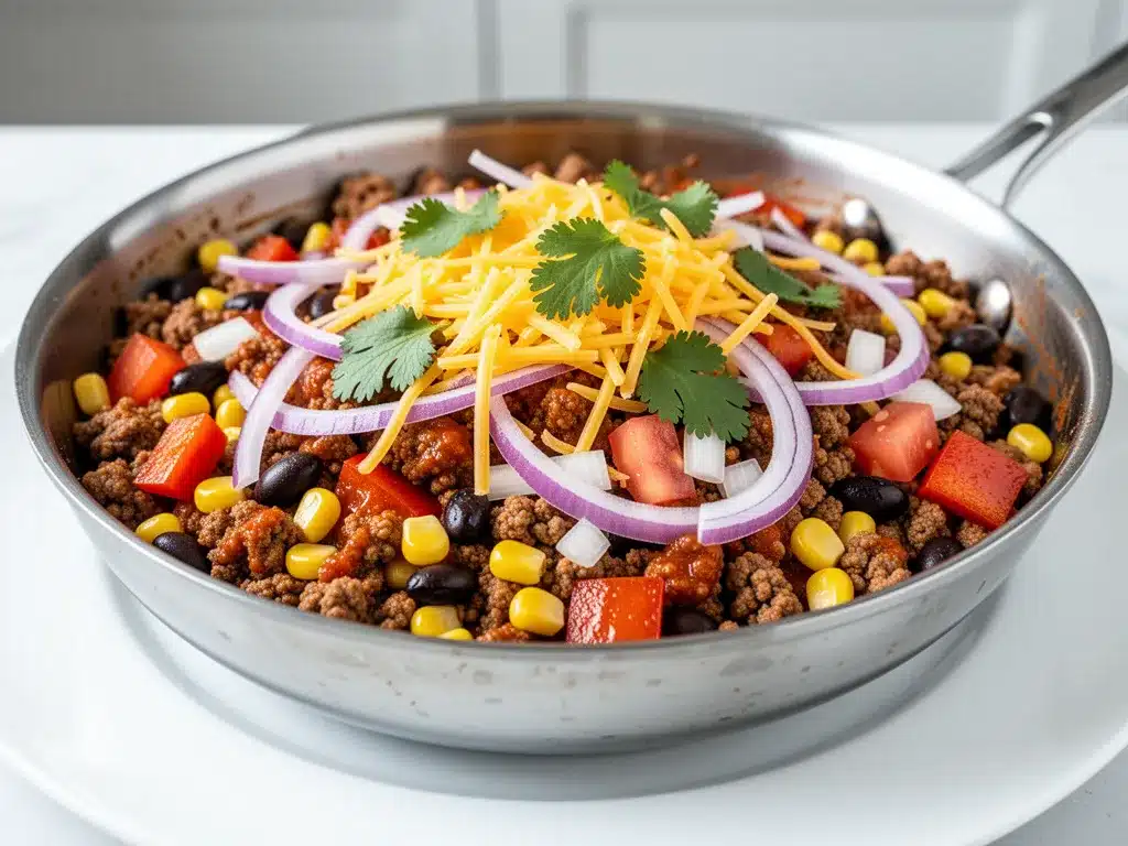 Ground Beef Taco Skillet: Easy 20-Min Weeknight Dinner 4 ground beef taco skillet preparation steps