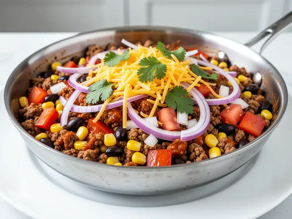 ground beef taco skillet - featured image