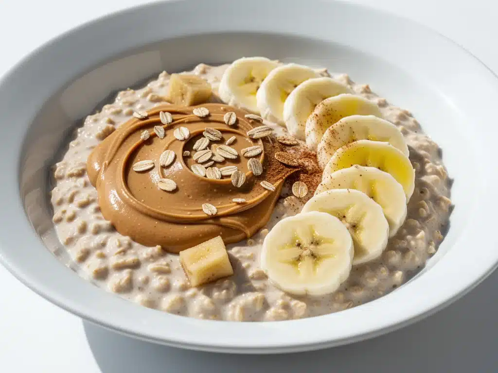 overnight oats with peanut butter and banana - featured image