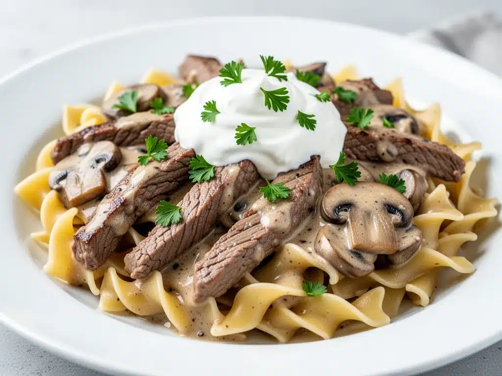 Skillet Beef Stroganoff: 30-Minute Creamy Dinner 4 skillet beef stroganoff preparation steps