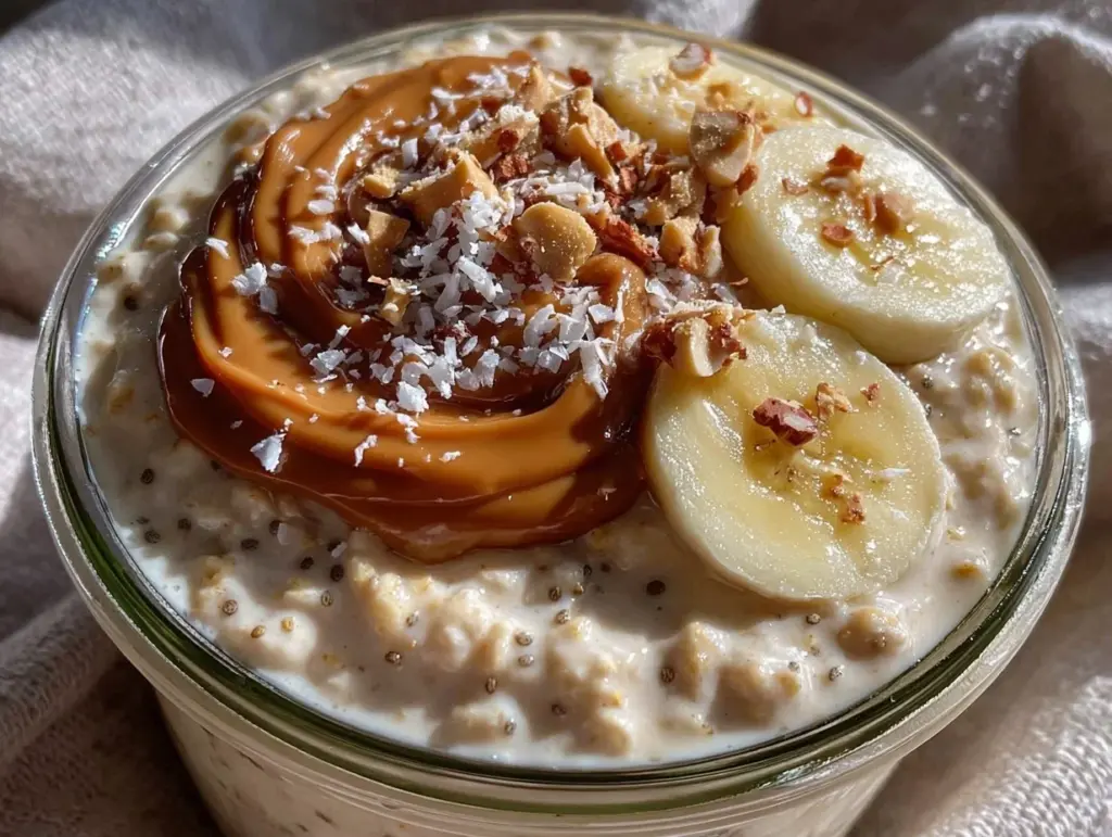 budget-friendly peanut butter banana overnight oats - featured image