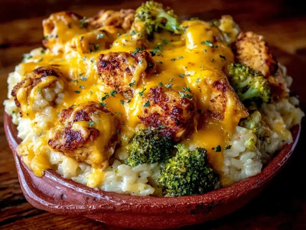 cheesy chicken broccoli rice casserole - featured image