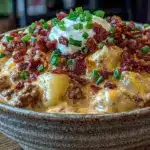 creamy cheeseburger potato soup - featured image