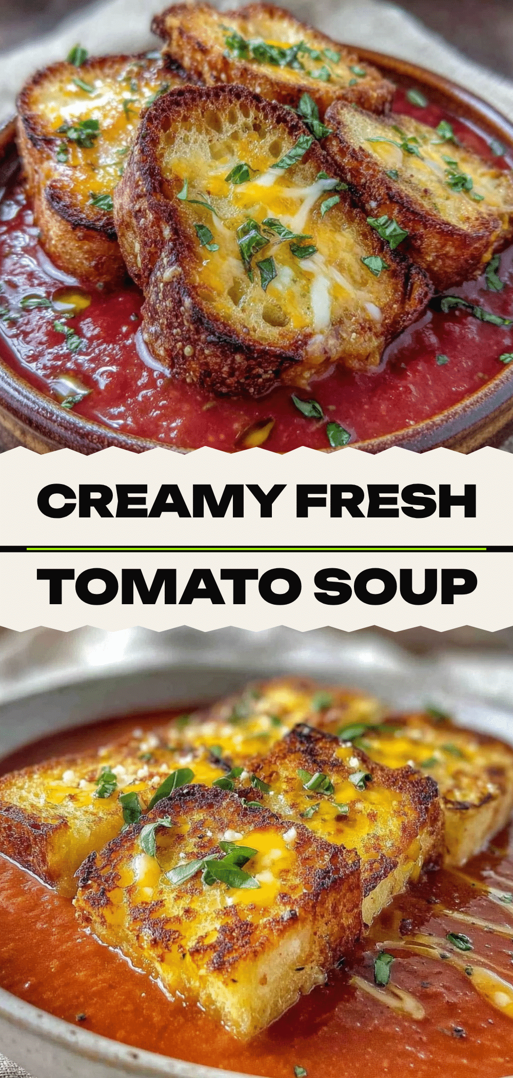 Creamy Tomato Basil Soup: 5-Min Easy Grilled Cheese Croutons 5 creamy tomato basil soup recipe