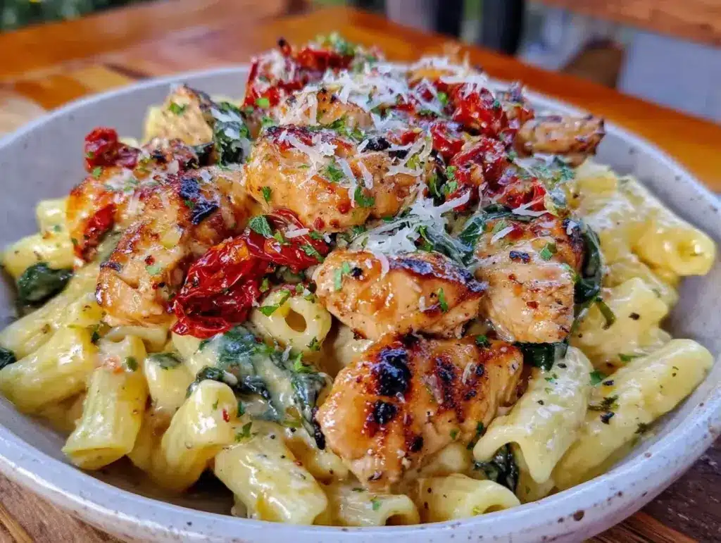 creamy tuscan chicken pasta - featured image