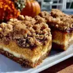 easy pumpkin cheesecake bars with streusel - featured image
