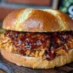 Easy Slow Cooker BBQ Pulled Chicken Sandwiches - featured image