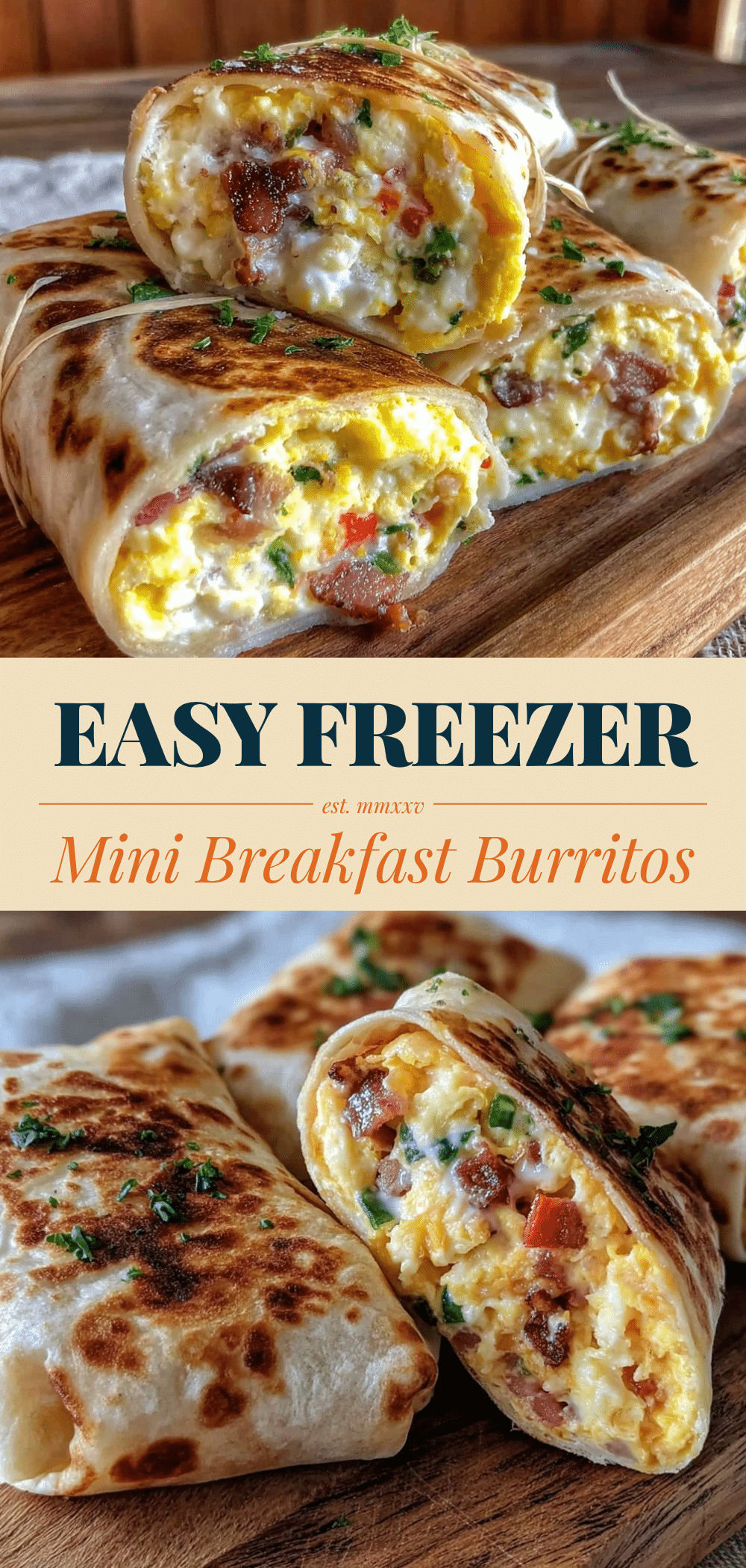 Make Once Eat Four Times: Mini Breakfast Burritos 5 mini breakfast burritos recipe