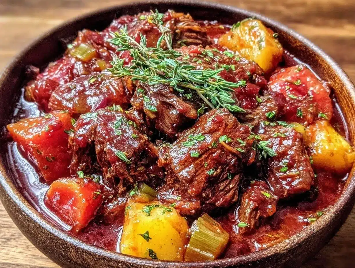 Slow Cooker Beef Stew with Red Wine: 5 Easy Steps 4 slow cooker beef stew with red wine preparation steps